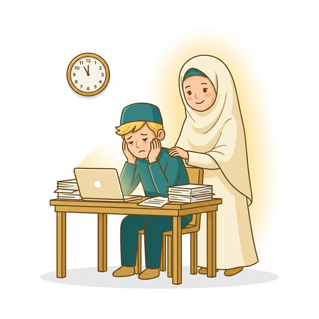 She supports him through long work nights